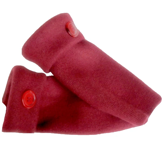 FINGERLESS GLOVES RED BURGUNDY 100% MERINO M MEDIUM MITTENS ARM WARMERS CUFFS