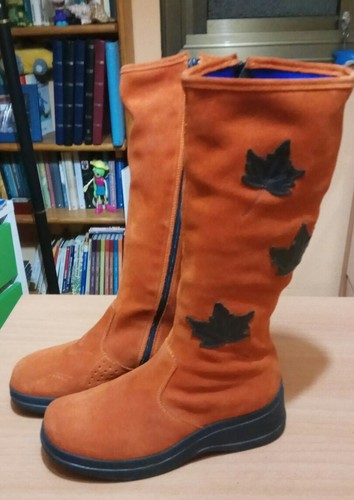 Botas altas, color naranja, con tacón bajo, para chica | eBay