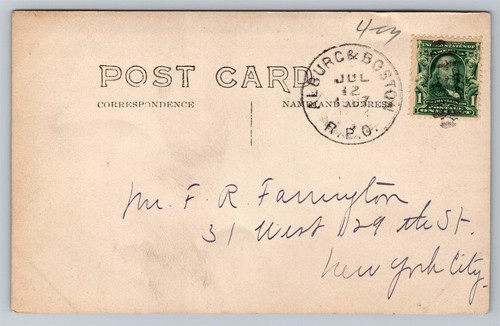 Postkarte VT Alburgh Frauen weißes Pferd Kutsche amerikanische Flagge 4. Juli RPPC N29 - Bild 2 von 3