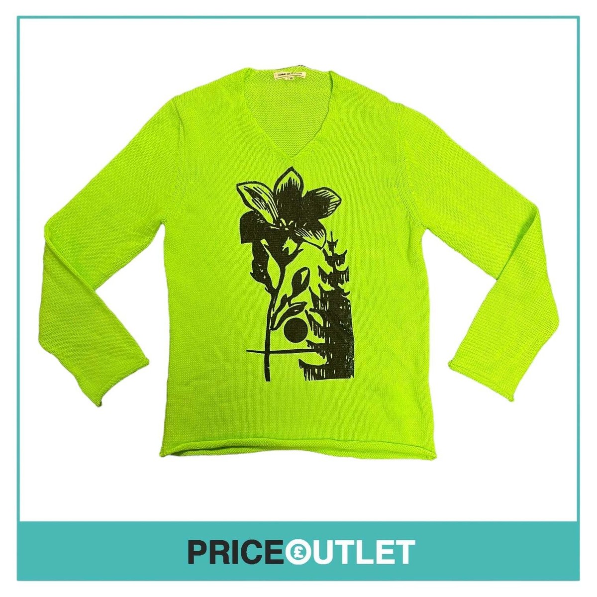 Comme des Garçons Jingle Flowers - Mens Green Knit Jumper - Size M 