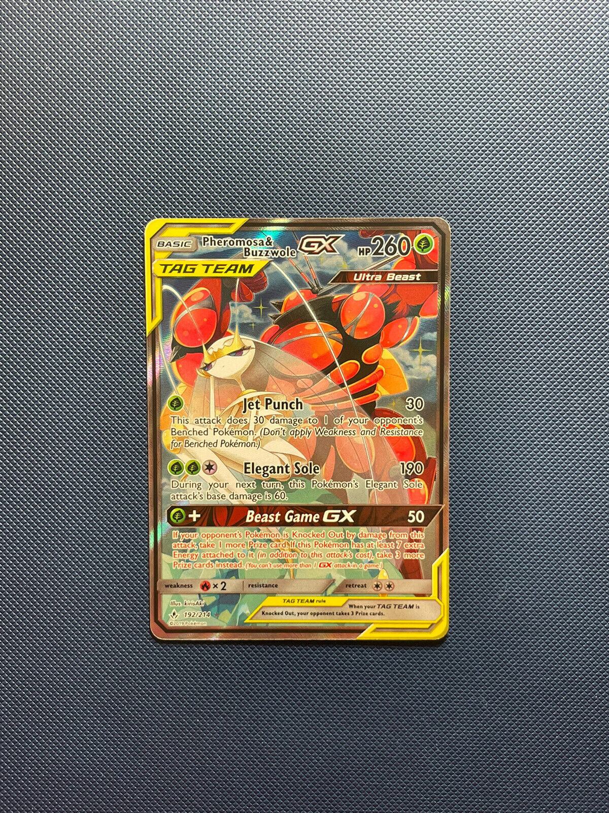 (NM) Pheromosa & Buzzwole Tag Team GX Alt Art Ultra Rare 192/214 Pokémon TCG