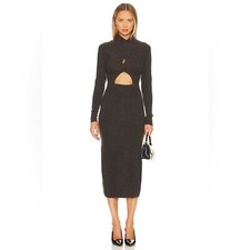 ASTR the Label Spencer Cut Out Midi Sweater Dress Dark Mushroom Size Small NWT