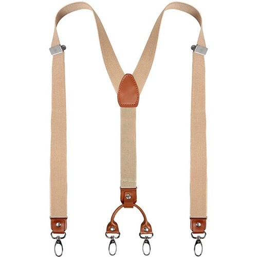 Herren Hosenträger Weich Y Form Einstellbare Länge Leder Gürtelschlaufe Hook - Picture 2 of 18
