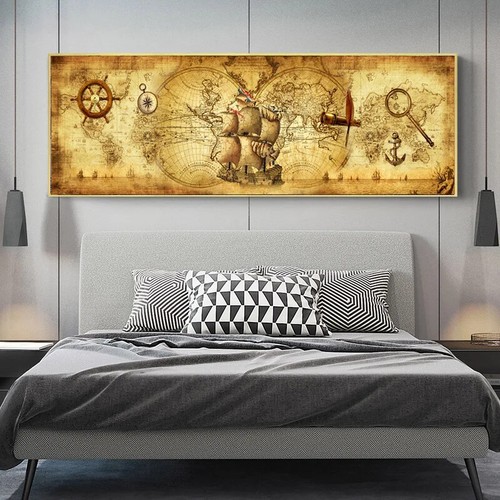 Abstract World Map Posters and Print Canvas Painting Home Decor - Picture 2 of 4