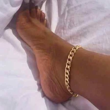 Gold Chain Anklet Simple Versatile Golden Steel Fashion Gift Women Adjustable