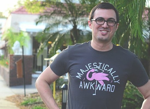 NWOT SnorgTees Majestically Awkward Flamingo T-Shirt in Smoke Gray • Small - Picture 4 of 6