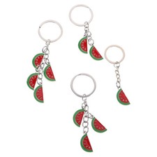 4Pcs Red Watermelon Slice Keychain Set Cute Bag Chain Pendant for Everyday Use