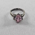 Vintage 925 Sterling Silver Ring W/ Pink Stone & Rhinestones 4.17g Sz 5.5 READ⬇