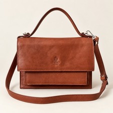 Vtg Medici Handcrafted Brown Leather Shoulder Hand Bag Florence Italy