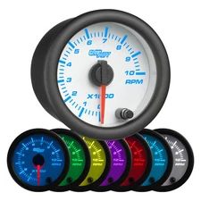 2 1/16" GlowShift White 7 Color Series Tachometer Tach RPM Gauge Meter