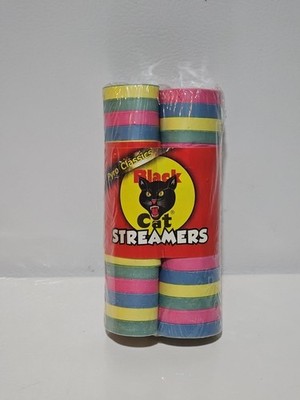 Pyro Classics Black Cat Streamers, 2 Rolls of, primary colors Rare HTF 