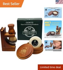 Elegant 4oz Men's Shaving Kit with Wooden Bowl Synthetic Brush - Grooming Gift