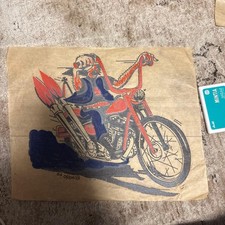Vintage 1960s Chopper Motorcycle Iron-On Transfer Biker Print