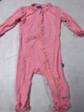 KICKEE PANTS PINK RUFFLE BUM UNION SUIT BAMBOO PAJAMAS GIRLS 0 3 MS