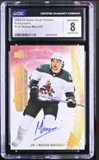 ‼️2022-23 UD Premier~Rookies Matias Maccelli POP 1 GRADE 8~AUTO 10~SHOOT OFFER💨