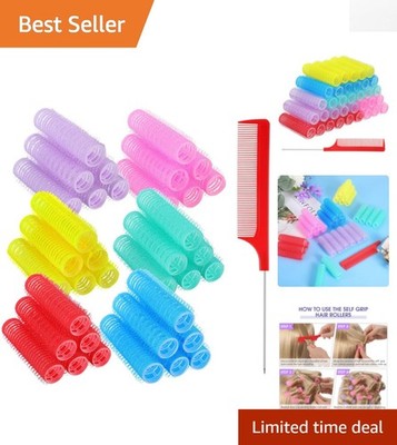 Durable 36-Piece Self Grip Hair Curlers with DIY Comb - Ideal for All Hair Types