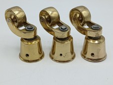 3 x Large vintage brass furniture castors , conical cup top 