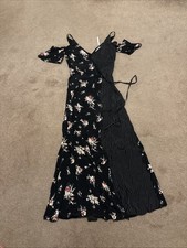 Asos Floral Print Wrap Around Maxi Dress Black Size XS/00