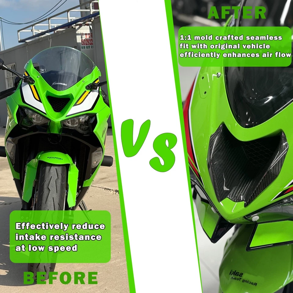 For Kawasaki Ninja ZX-6R 636 2024-26 Carbon Fiber Front Fairing Air Inlet Cover - Image 2 of 4
