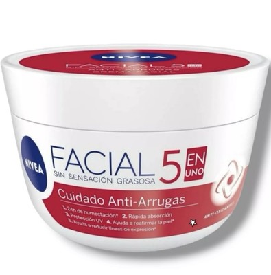 NIVEA CREMA CREAM FACIAL 5 in 1 FAClAL CARE CUIDADOANTIARRUGAS 375ML 