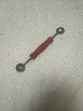 Vintage Melon Baller Double Head 2 Size Stainless Steel Wood Handle | Red