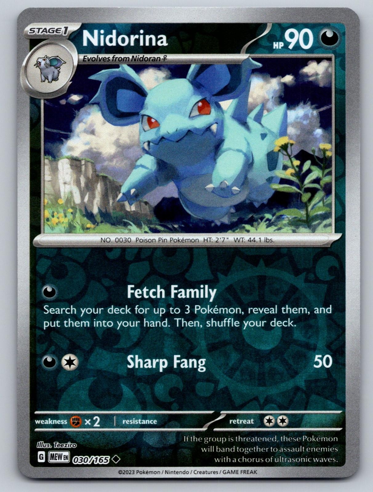 Nidorina 030/165 Uncommon 151 Pokemon Reverse Holo Near Mint