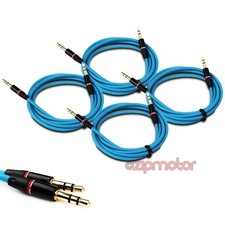 4X 4FT 3.5MM AUX M/M AUDIO CABLE AQUA BLUE FOR LG OPTIMUS G2 L9 HTC ONE MOTO X G