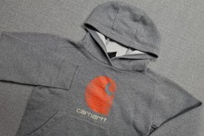 Carhartt Hoodie Youth Small 8-10 Gray Sweatshirt Pullover Kangaroo Pocket Fleece