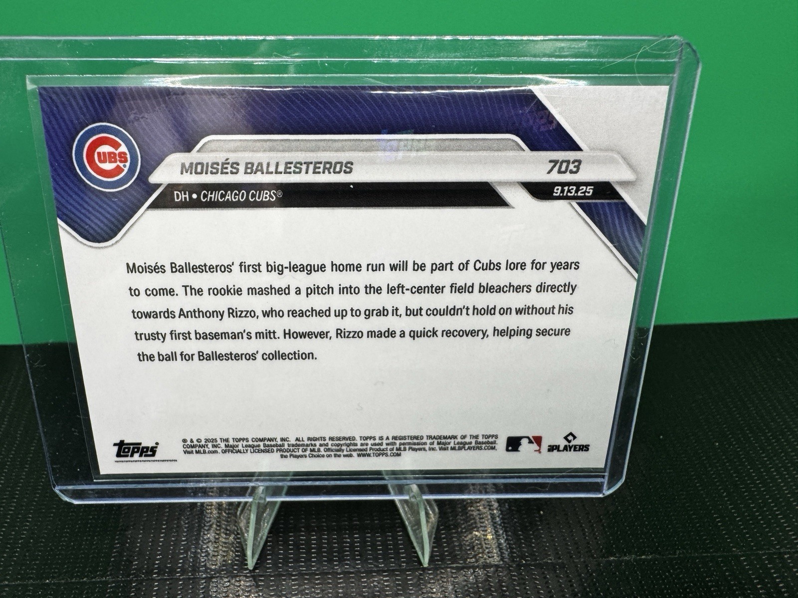 Topps Now! 2025 #703 1/1 SuperFractor - Moises Ballesteros - Chicago Cubs - RC view 2