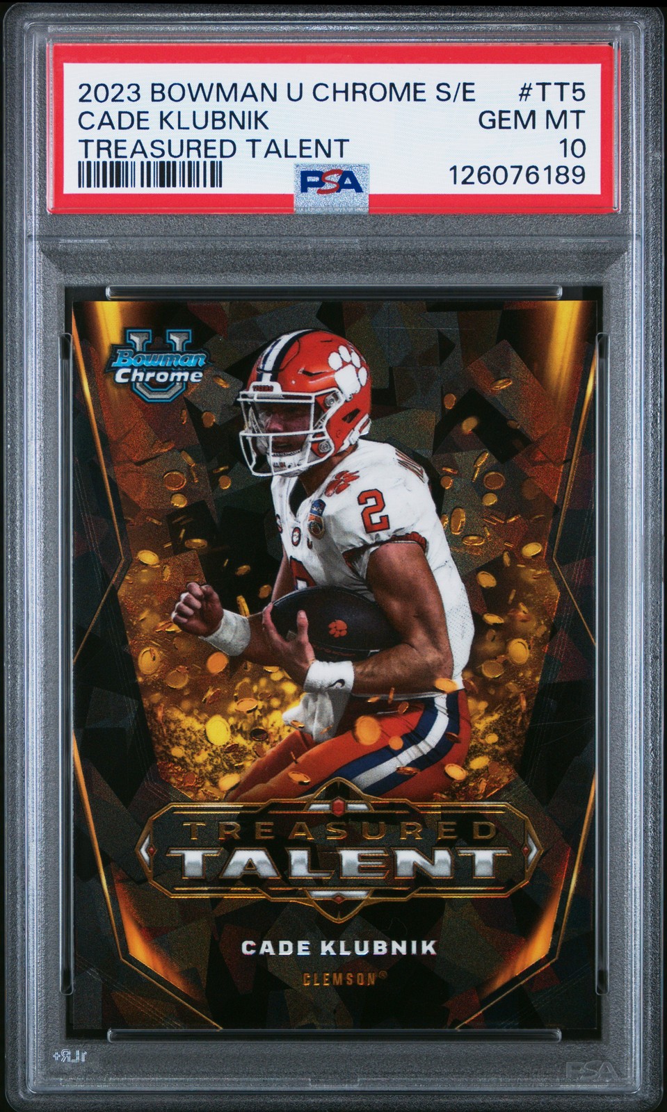 2023 BOWMAN UNIVERSITY CHROME SAPPHIRE ED TREASURED TALENT CADE KLUBNIK PSA 10