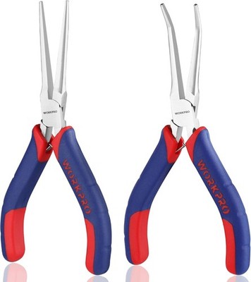 WORKPRO Needle Nose Pliers Set 2 Piece 6 Inch Smooth Jaw