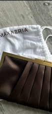 bcbg maxazria Vintage Evening clutch Satin Brown Chain Duster Gold Hardware