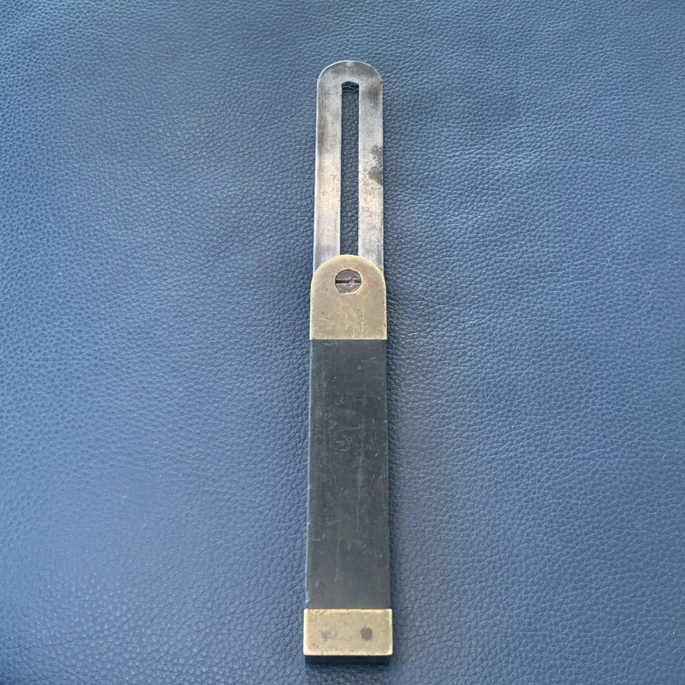 Vintage Ebony & Brass 9 1/2" Sliding Bevel Carpenter Joiner marked Jas Ironside - Image 3 of 4