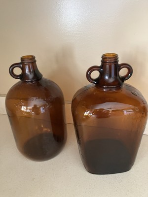 Vintage LaSalle Amber  Wine & Champagne Gallon Jug  & Plain Amber Gallon Jug Lot