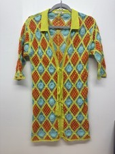 Urban Outfitters Crochet Diamonds Multicolor Mesh Cover-Up Dress Small #4