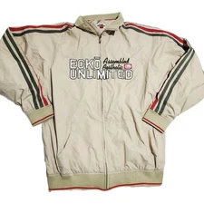 Vintage Ecko Unltd Track Jacket Mens Large Brown White Sweatshirt Streetwear Rap