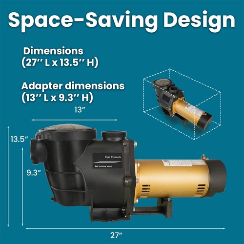 XtremepowerUS 2HP In Ground 2" Swimming Pool Pump SPA 5850 GPH Dual Speed Motor - Picture 5 of 6