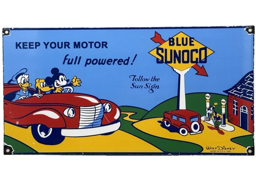 VINTAGE SUNOCO GASOLINE PORCELAIN SIGN DEALERSHIP GAS STATION MOTOR OIL BLUE