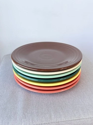 Lot Of 7 Homer Laughlin Fiesta Plates 9" Mixed Colors See Photos