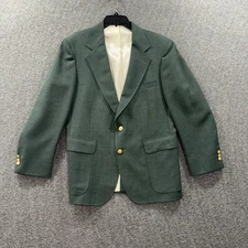 Masters Blazer Mens 40S Green Wool Blend Gold Buttons Classic Lined Jacket