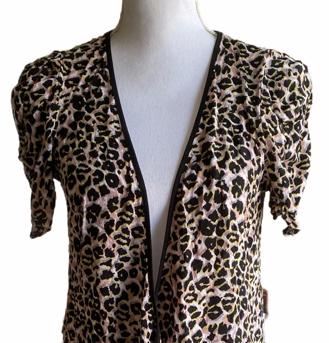 Topshop Leopard Print Kimono Duster Jacket Size Small
