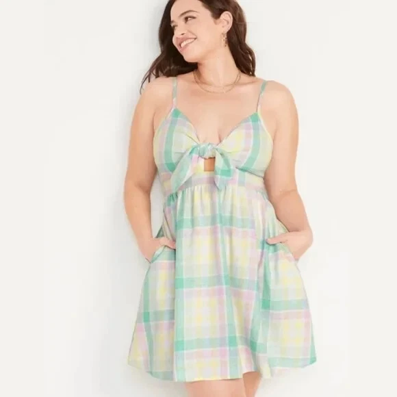 Plaid mini top cami dress