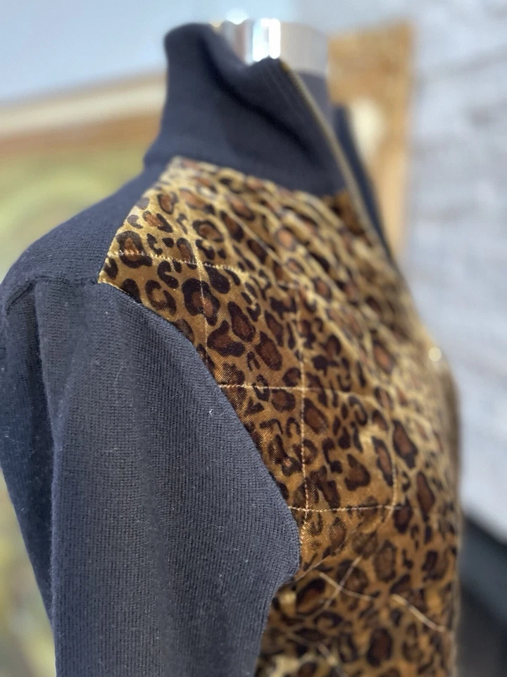 Suéter Lauren Ralph Lauren Estampado Leopardo Mezcla de Lana de Seda Cremallera Talla Mediana Foto 4 de 4