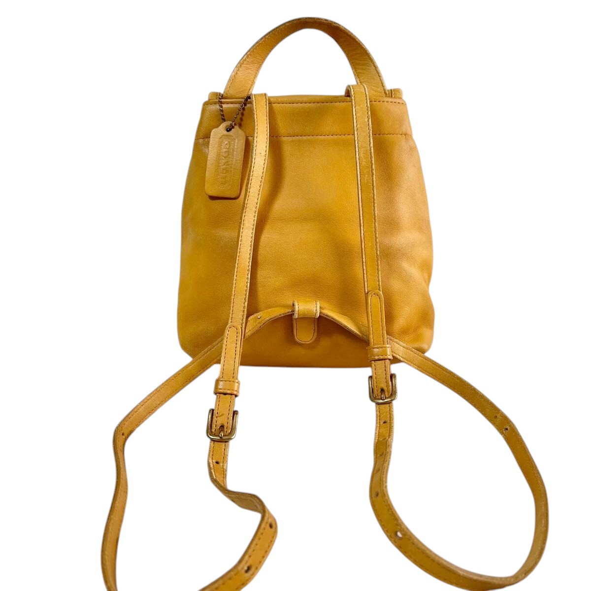 バッグ Rare Color Vintage Coach Yellow Day Pack Coach Yellow Backpack Daypack Turn Lock Vintage simple rare