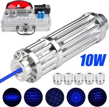 10W Blue Burning Laser Pointer 450-n-m Adjustable Visible Beam Dot Light