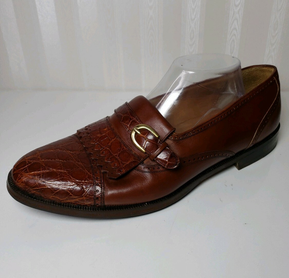 MEZLAN Mens Sz 10.5 M Genuine Crocodile Cap Toe Loafer 