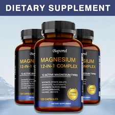 Magnesium 12-in-1 Complex - Glycinate, Citrate, Supports Sleep, Muscles, Nerves