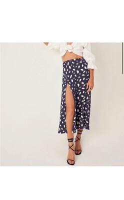 未使用タグ付き 21AW ZOE high waisted skirt スカート Reformation Zoe Women's Splatter Side Slit A-Line Midi Skirt