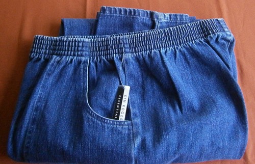Kim Rogers Essentials Women's Dark Denim Jeans 18 Cotton 33-40x30 Elastic Waist - Picture 9 of 13