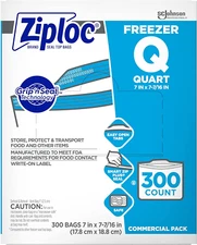 SC Johnson Professional Ziploc Quart Food Storage Freezer Bags, Grip 'N Seal Tec
